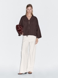 Sơ mi MASSIMO DUTTI nâu cột nơ