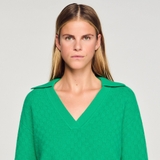 Áo len SANDRO cổ bẻ V 2 màu