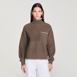 Áo len SANDRO nâu viền bện