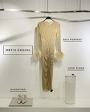 Váy SELF PORTRAIT đá chun thân tay lông