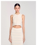 Chân váy SANDRO kem dài đính cườm