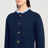 Áo khoác SANDRO navy cổ sơ mi 2 túi