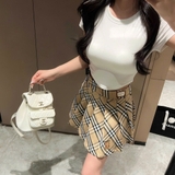 Chân váy BBR kẻ nâu sáng