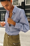 Sơ mi ZARA kẻ xanh nhỏ