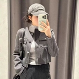 Áo dạ cừu THEORY ghi túi 2 bên AUTH