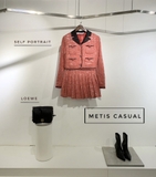 Áo SELF PORTRAIT Tweed đỏ cổ đen