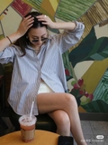 Sơ mi TOTEME kẻ nâu