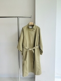 Trendcoat MAJE nâu khuy tròn vàng kèm belt