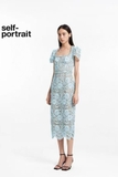 Váy SELF PORTRAIT xanh ngọc cổ vuông