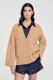 Cardigan SANDRO nâu dáng rộng