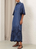 Váy ZIMMERMANN jean thêu chân dáng dài