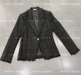 Blazer AJE tweed 1 khuy đá