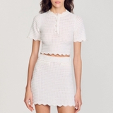 Áo SANDRO cộc tay đính cườm ( CÓ SET )