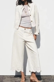 Quần ZARA trắng xuông dập nổi (có set)
