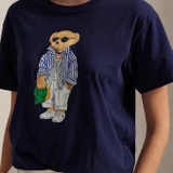 Tshirt RALPH LAUREN navy gấu áo kẻ