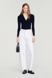 Cardigan SANDRO đen viền ren sườn