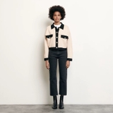 Áo khoác SANDRO kem viền đen