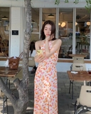 Váy MAJE lụa hoa nhí cam