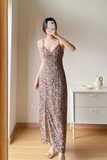 Váy 2 dây hoa nhí lanh lụa