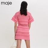 Váy len móc Maje hồng tầng