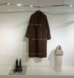 Áo khoác dạ nâu MASSIMO DUTTI dáng dài