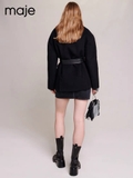 Áo dạ Maje đen kèm belt da
