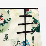 Chân váy ZR lụa satin họa tiết, xẻ đùi
