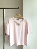 Tshirt MAJE hổng viền cổ nơ đá