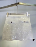Chân váy MAJE trắng bling