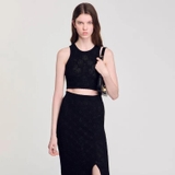 Áo sát nách SANDRO đen len móc ( có set )