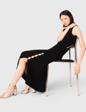 Váy MAJE sát nách cut out cổ khuy vàng tròn