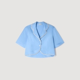Sơ mi lụa SANDRO xanh (có set)