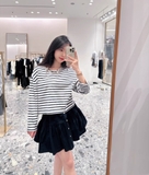 Áo MAJE kẻ cổ đính đá