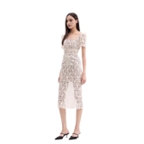 Váy SELF PORTRAIT ren cổ vuông viền đá