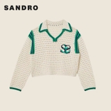 Áo len móc Sandro cải viền xanh