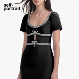 Váy SELF PORTRAIT cổ nơ viền đá 2 màu