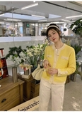 Cardigan Tory Burch hoa tiết viền kem 2 màu