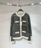 Cardigan Tory Burch hoa tiết viền kem 2 màu