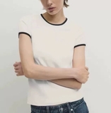 Tshirt MASSIMO DUTTI trơn viền tay