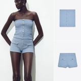 Set ZARA áo cúp ngực + quần xanh