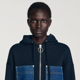 Áo khoác SANDRO cải jean có mũ