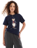 Tshirt RALPH LAUREN navy gấu mũ len