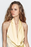 Váy yếm ZARA vàng lụa satin