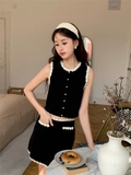 Chân váy SANDRO đen hoa trắng nổi ( CÓ SET )