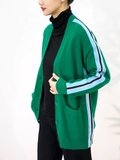 Cardigan SANDRO xanh lá sọc tay