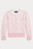Cardigan RALPH LAUREN kẻ hồng cổ sen