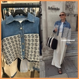 Áo khoác SANDRO jean cải len logo S