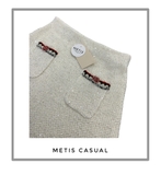 Chân váy SELF PORTRAIT kem viền đỏ