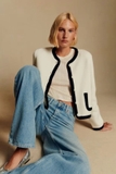 Cardigan SEZANE viền len đan khuy bọc 2 màu