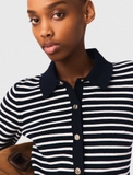 Áo MAJE kẻ navy cổ bẻ